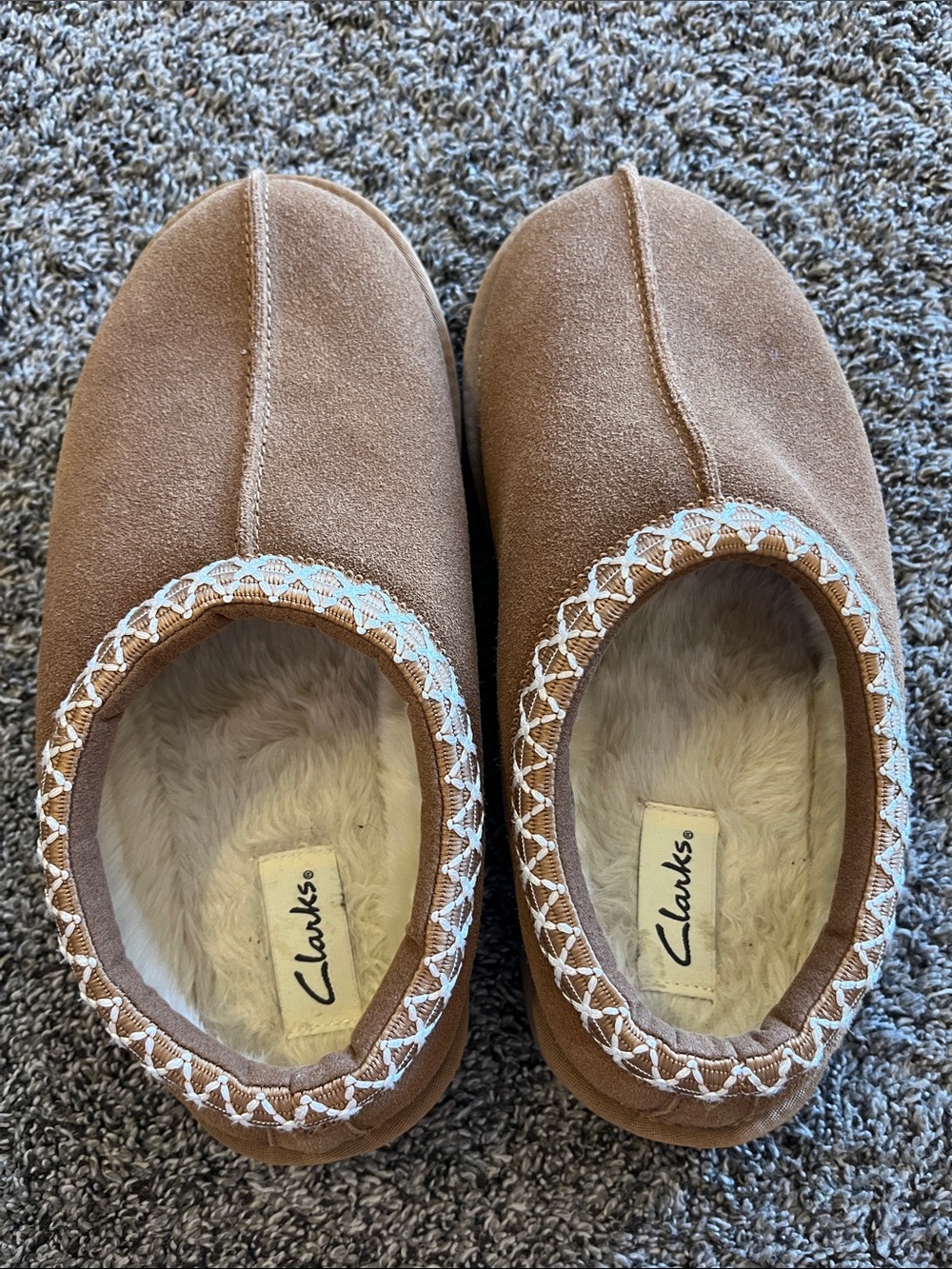 Clarks Chestnut Suede Slip-On Mules - Picture 2 of 9